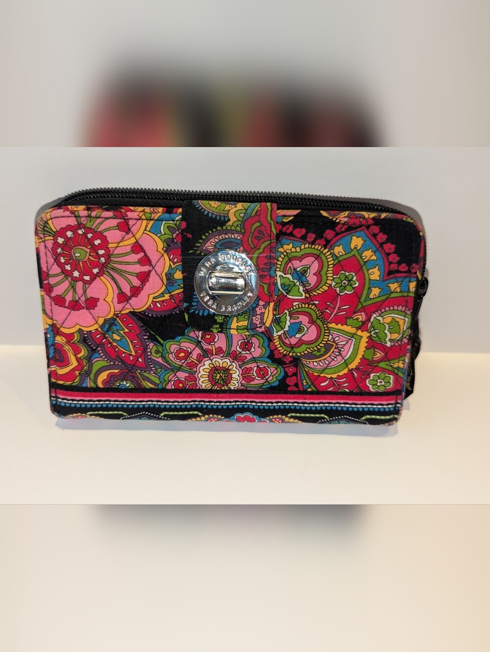 Vera Bradley Black Multicolor Paisley Turn-Lock Wallet